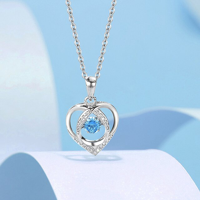 Pendant Necklace Rhinestones Blue Copper Women's Vintage Fashion Artistic Geometrical Heart Heart Shape Necklace For Street Daily Holiday